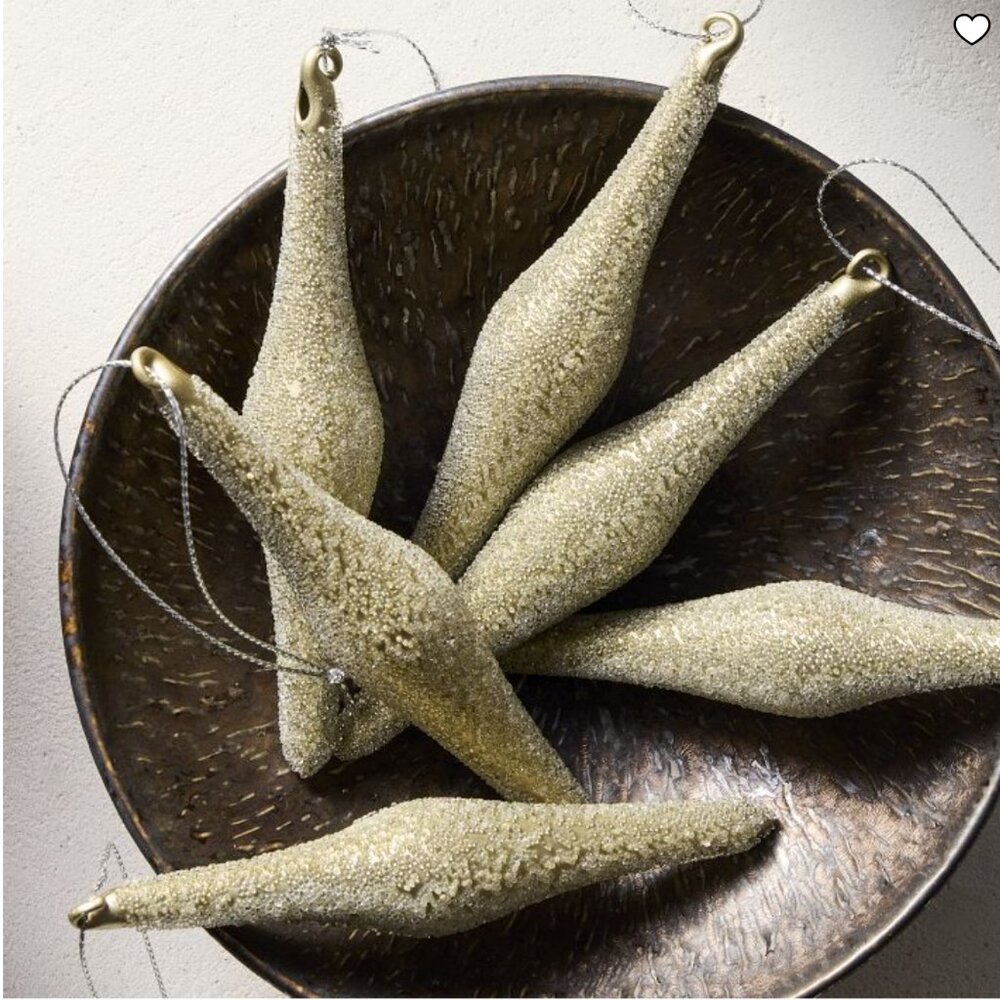 60 West Elm Icicle Ornaments, Gold, NWT, 60 total- 10 X set of 6